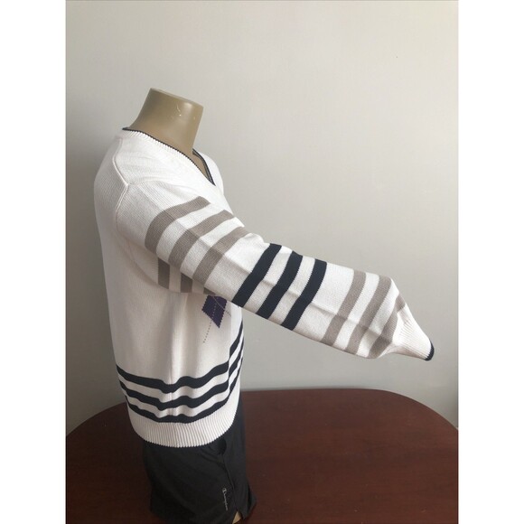 PGA Tour Golf Long Sleeve Argyle Pullover V Neck Sweater Mens Large White Purple - Picture 4 of 16